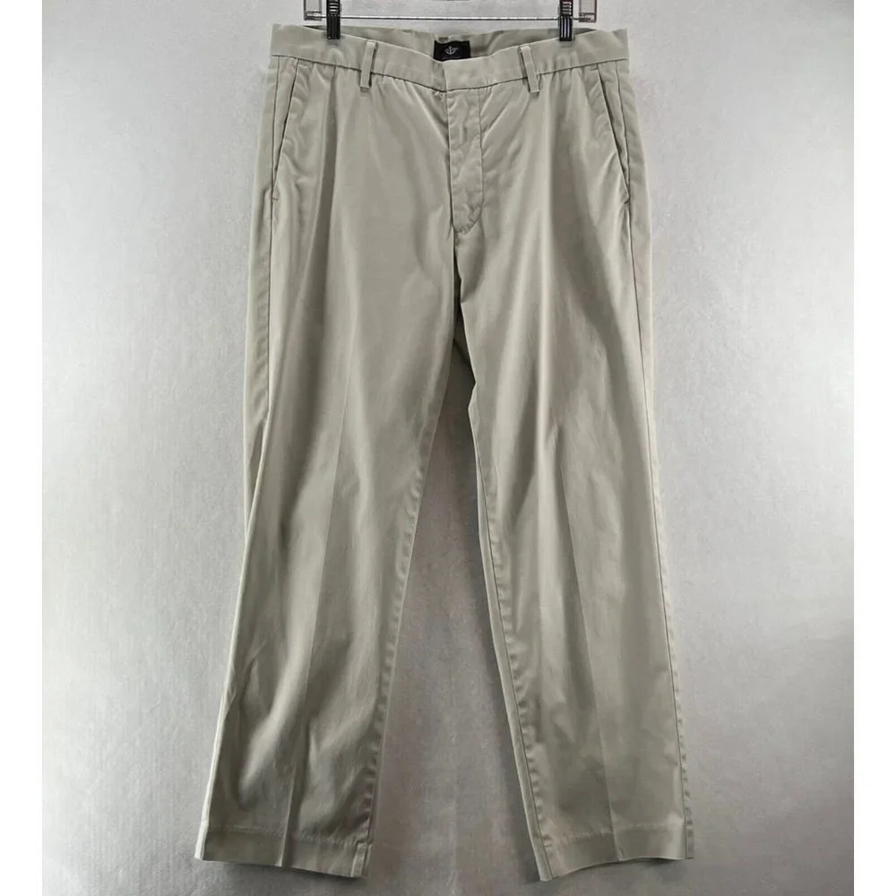 Dockers Pants Mens 34 x 30 Chino Straight Fit Stretch Cotton Blend Twill Beige